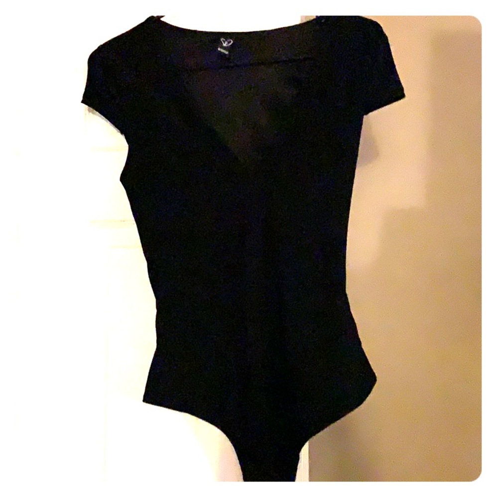 Deep v black body suit
